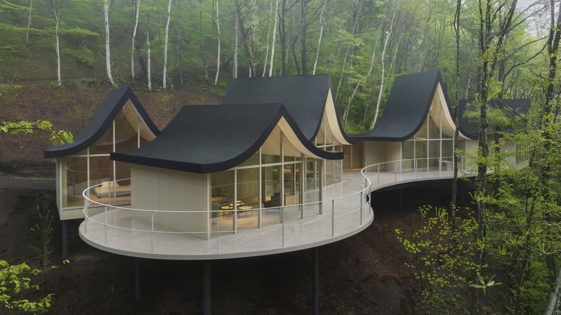 A House of Gently Intertwined Cottages by Nendo